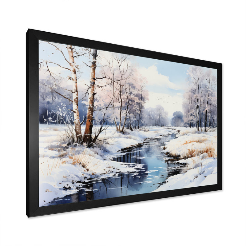 Snow River Wonderland II - impression, H 30 po x l 40 po x P 1,5 po, Cadre photo noir