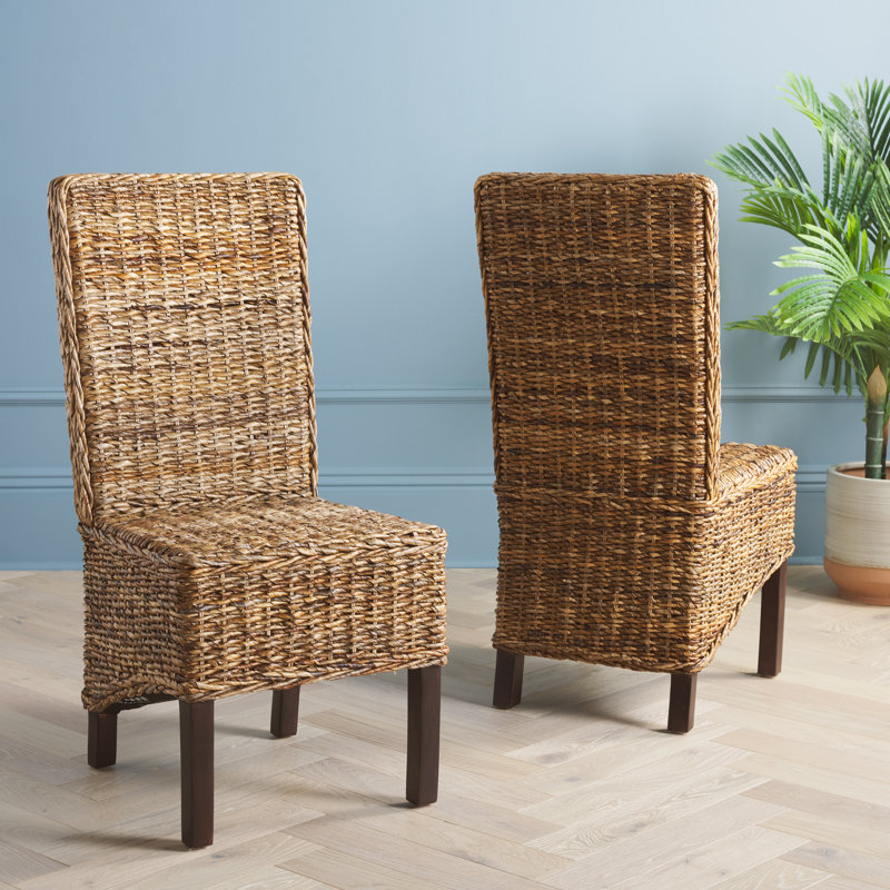 Dallon 19'' H Cane Back Side Chair, Banana Natural / Dark Brown