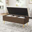 Banc de rangement beige capitonné avec pieds dorés-1630753728