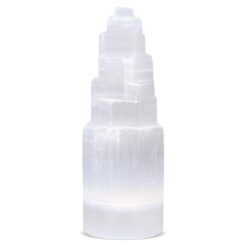 Charneco Selenite Crystal Skyscraper Tower, for Meditation & Best for Gift, 5.9"H x 4"W x 4"D