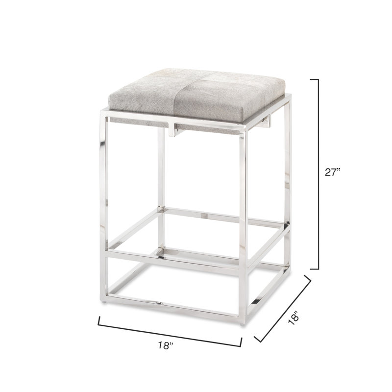 Shelby Gray Leather and Metal Counter Stool