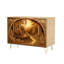 Buffet Buffet avec rangement en bois sculpté Bear Mother Cub Forest River Sunset Forest River Landscape avec 2 portes pour le salon et la cuisine