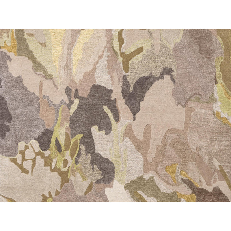Foresta Hand Tufted Wool/Rayon/Viscose Abstract Area Rug in Pebble/Sand, Rectangle 6'7" x 9'2"