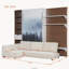 Lit escamotable double avec armoire de rangement, tablettes ouvertes, port USB et façade de canapé, blanc-1376561520