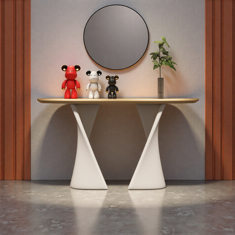 Console sculptée noyer, H 33,46 po x l 39,37 po x P 13,78 po