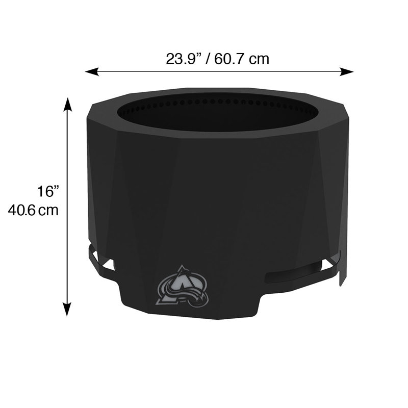 Round Steel Wood Burning Smokeless Fire Pit, Colorado Avalanche