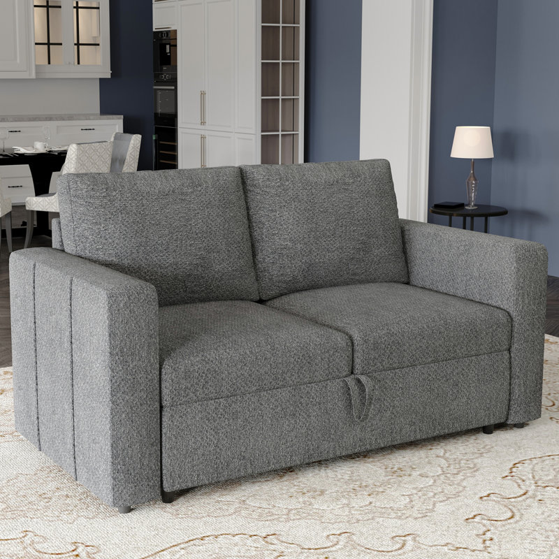 Canapé avec rangement Rafael, Chenille gris pâle