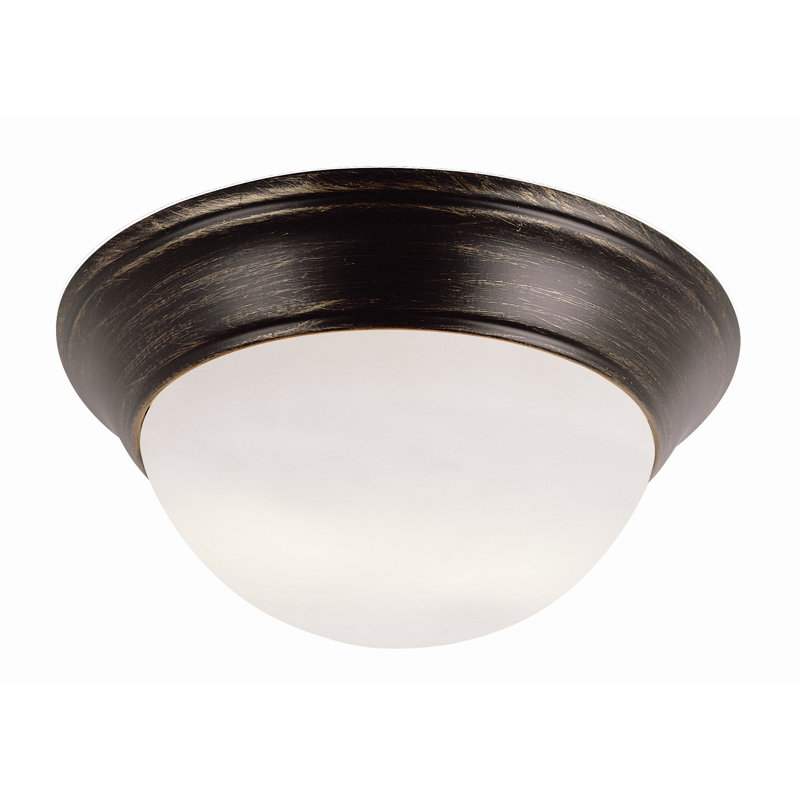 Plafonnier encastré 2 lumières Leavittsburg, Bronze huilé, H 6 po x l 11 po