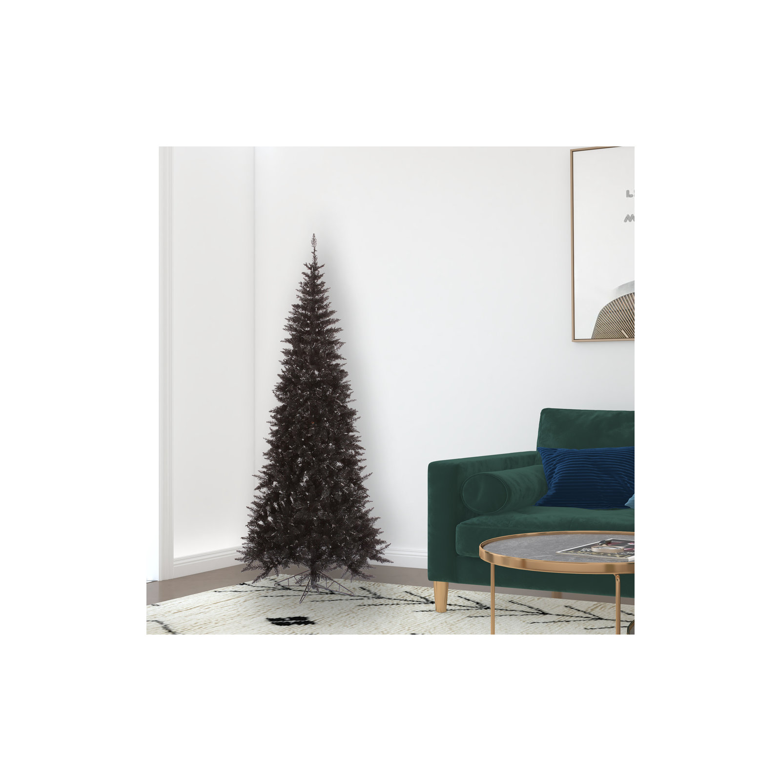 Slaytonville Black Fir Slim Artificial Christmas Tree, 7.5' H, Not Pre-Lit