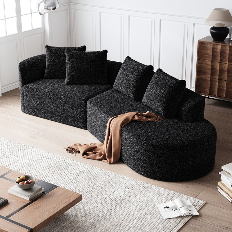 Canapé modulaire rembourré 4 places moderne, canapé incurvé en chenille de 112 pouces avec coussins décoratifs, texture douce et lisse, support en mousse haute résilience, siège spacieux sans nuage pour le cinéma