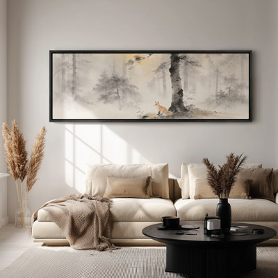 Grande toile encadrée - Décoration Renard et Écureuil Forêt Brumeuse - 152 x 51 cm, 152 x 76 cm