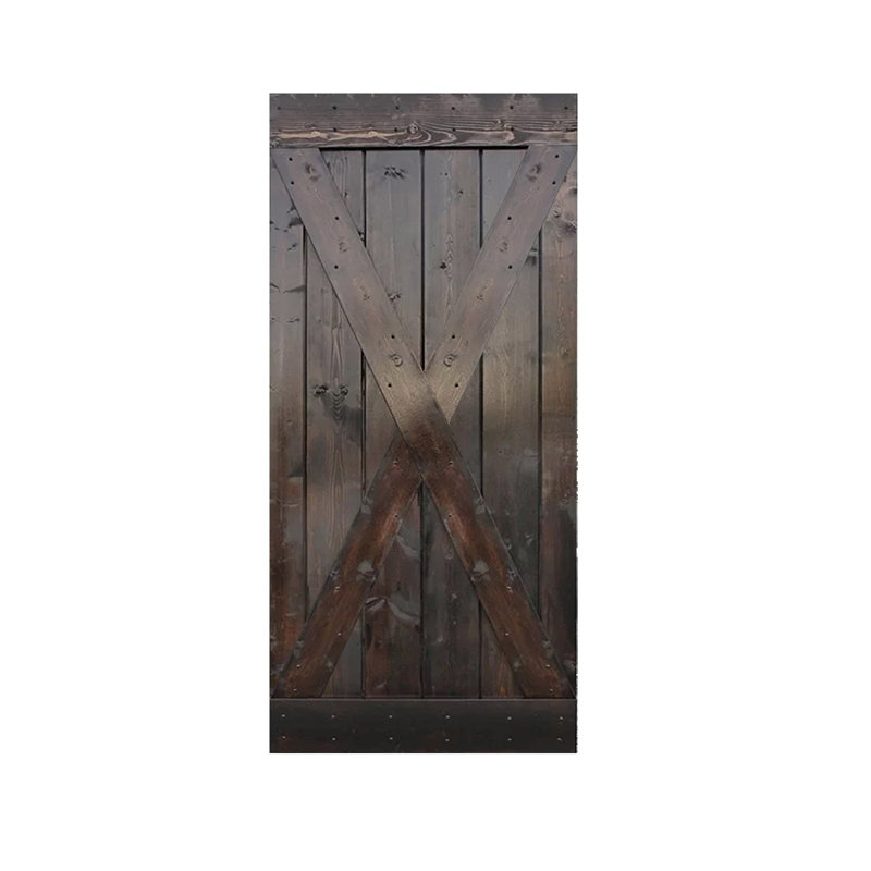 Porte de grange lambrissée peinte en bois sans trousse de quincaillerie d'installation, 38 po x 84 po, Café noir