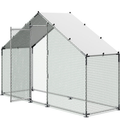 9.8 X 3.3 6.6 Ft Metal Poultry Cage With Roof, Structure, And Thick Hexagonal Wire Mesh For Backyard Use Large Walk - In Reinforced Waterproof Cover, Roof Outdoor