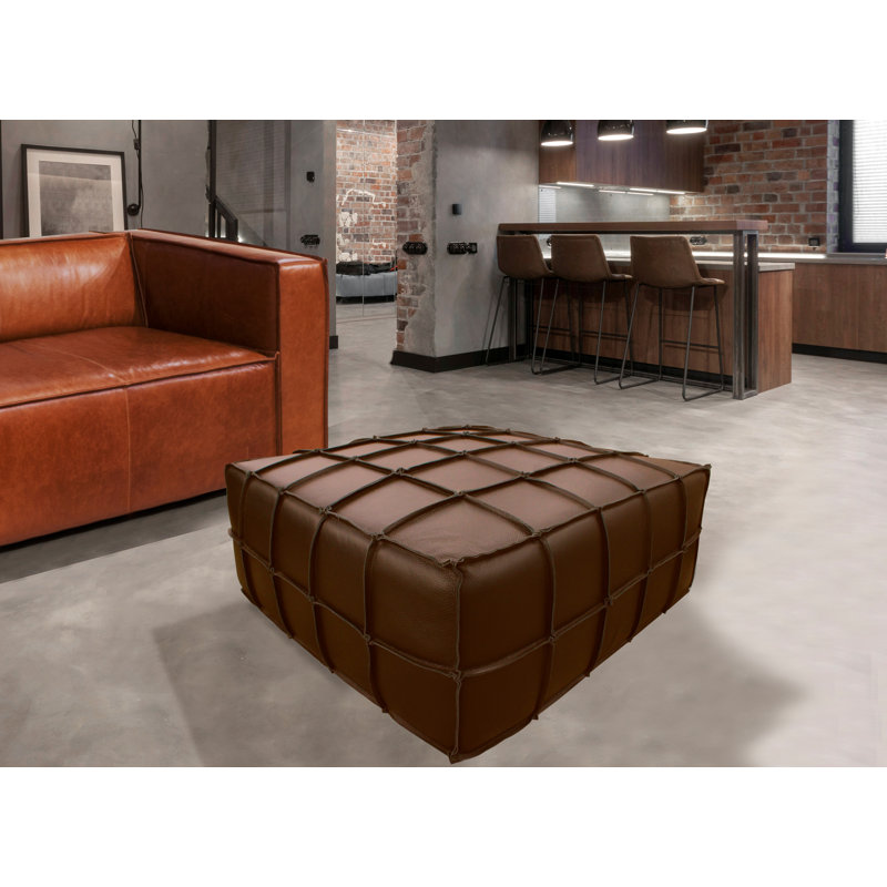 Pouf en cuir Lunarae, Brun
