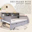 Lit de jour en bois avec tablettes de rangement, lit multifonctionnel avec deux tiroirs de rangement et bureau d'étude-47923560-47923564