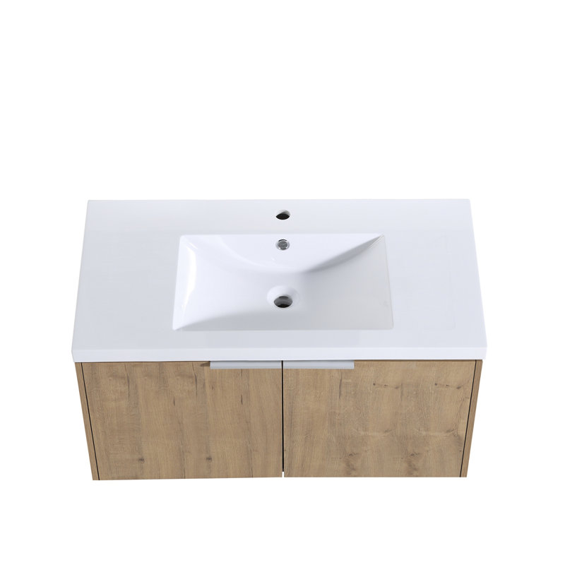 Meuble-lavabo 84 po à fermeture en douceur avec lavabo 84 po, Imitation chêne