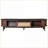 TV Stand, Modern Media Console with Rattan Drawer &amp; Sliding Doors for 75” TVs | Dark Brown | Solid Wood+MDF