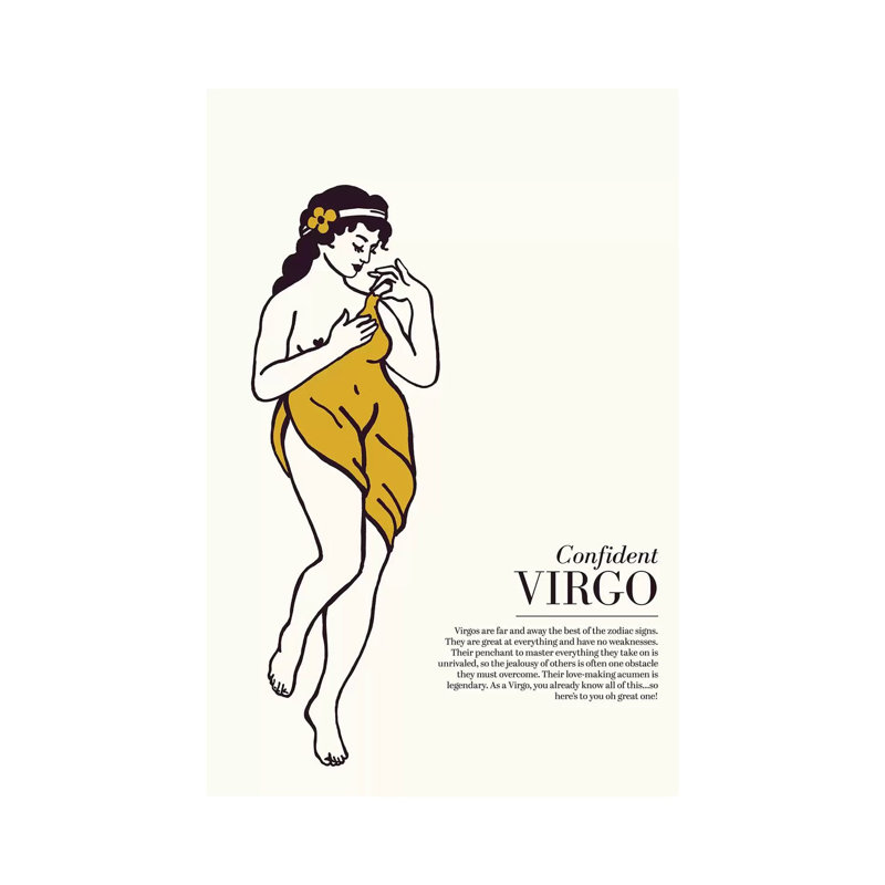 Zodiac Gold Virgo par The Whiskey Ginger - Toile tendue avec châssis sur toile tendue, H 18 po x l 12 po x P 1,5 po