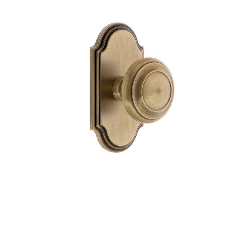 Grandeur Arc Plate Passage with Circulaire Door Knob, 2 3/8", Vintage Brass