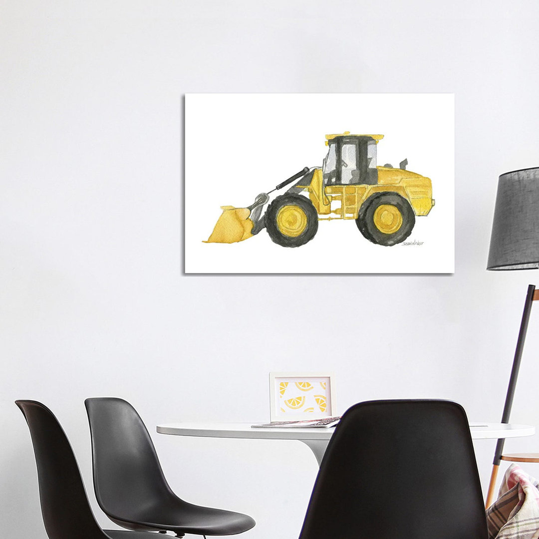 Gelber Bulldozer von Susan Windsor - Galerieverpackte Leinwand Giclée auf Leinwand ohne Rahmen