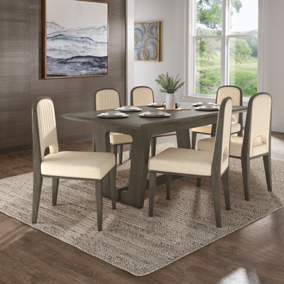 Cann 72" Wood Finish Rectangular Dining Set With Upholstered Chairs