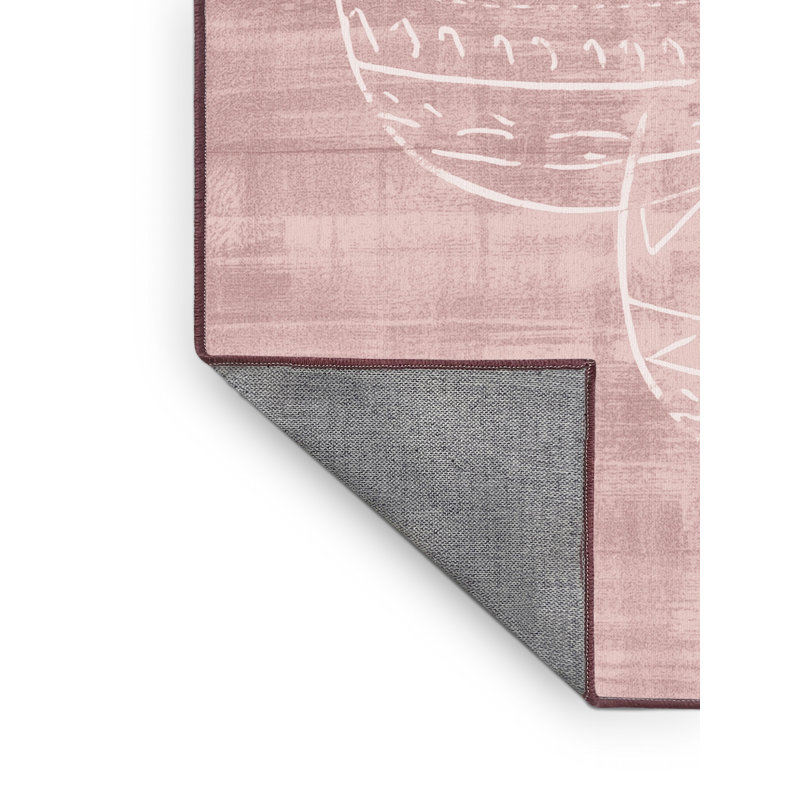 Machine Washable Tribeca Easter Modern & Contemporary Abstract Rug in Pink – Rose Binding, 2x4
