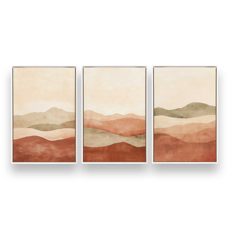 Ensemble de 3 jaspe rouge Vista, H 19 po x l 39 po, Cadre flottant blanc opaque