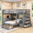 Full Over Twin Wood 8 Drawers Bunk Bed With Built-In-Desk And Shelves-1555728143