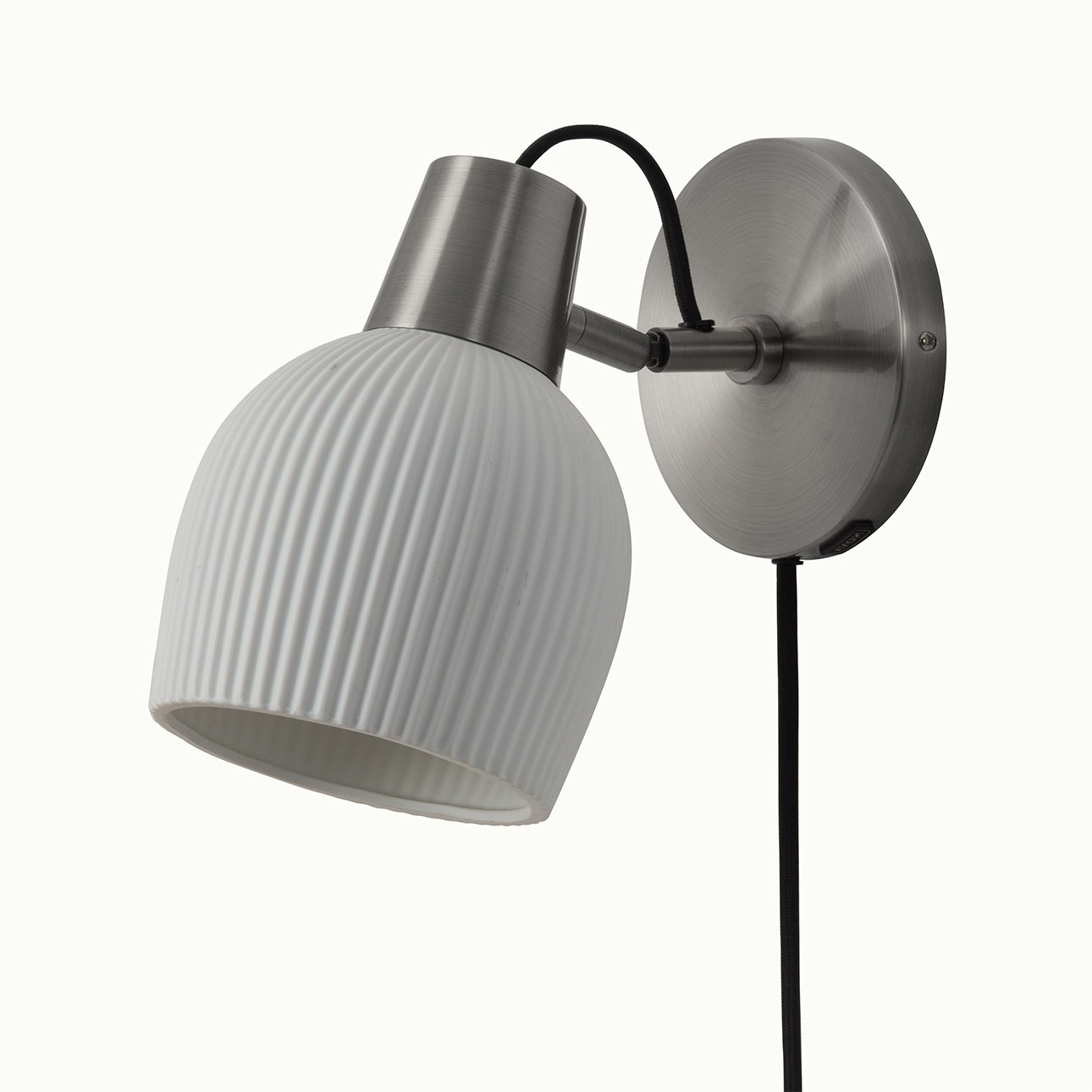 Single Light Porcelain Sconce, Satin Nickel