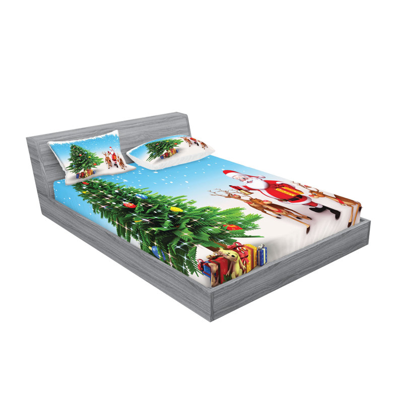 Multicolore drap-housse et coussin décoratif Ambesonne Santa, Ensemble de draps pour très grand lit californien