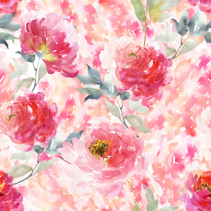 Toone Watercolour Flowers - Wrapped Canvas Painting, 91cm H x 91cm W x 3.8cm D