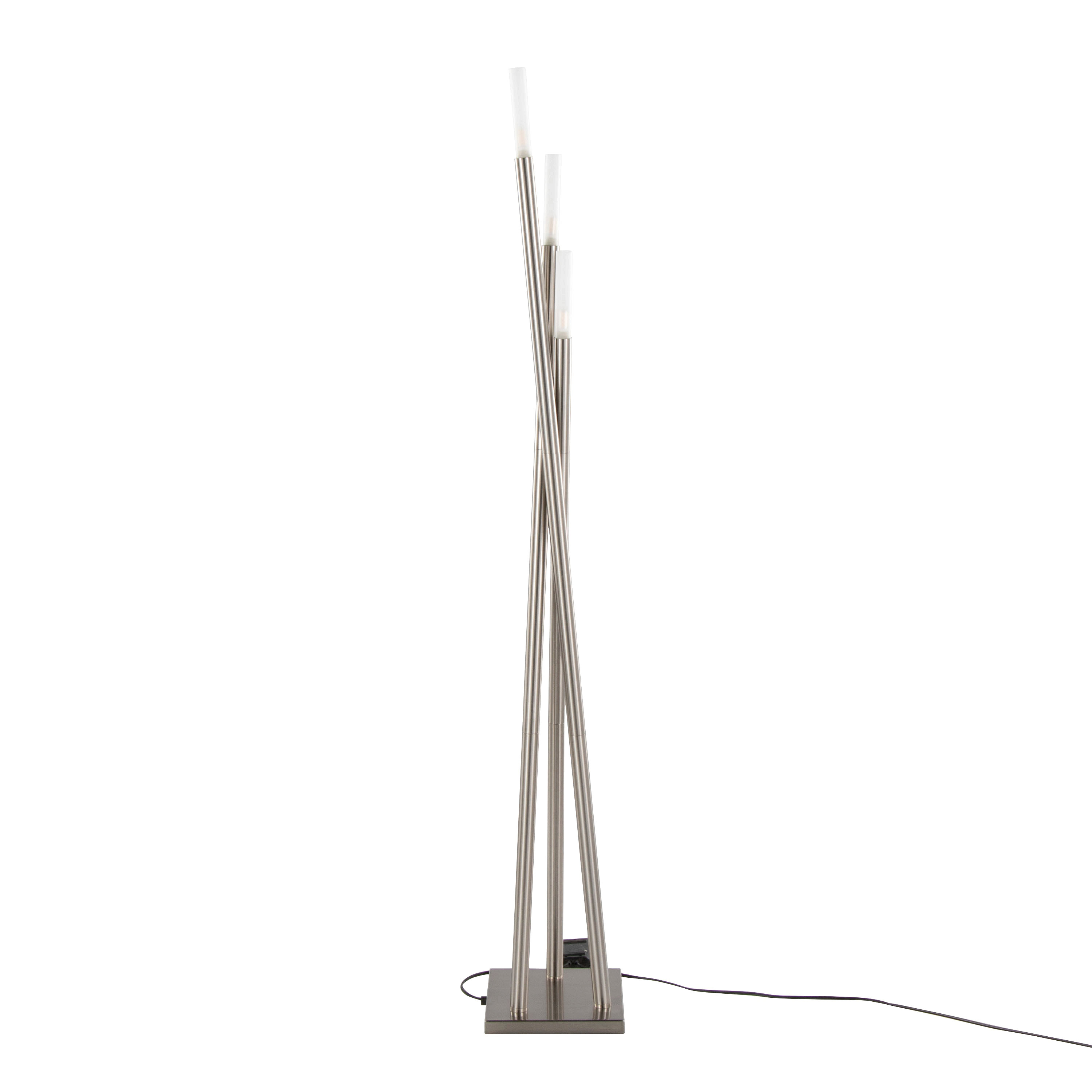 DAPPER DOODLES INC Icicle Contemporary Floor Lamp In Brushed Nickel ...