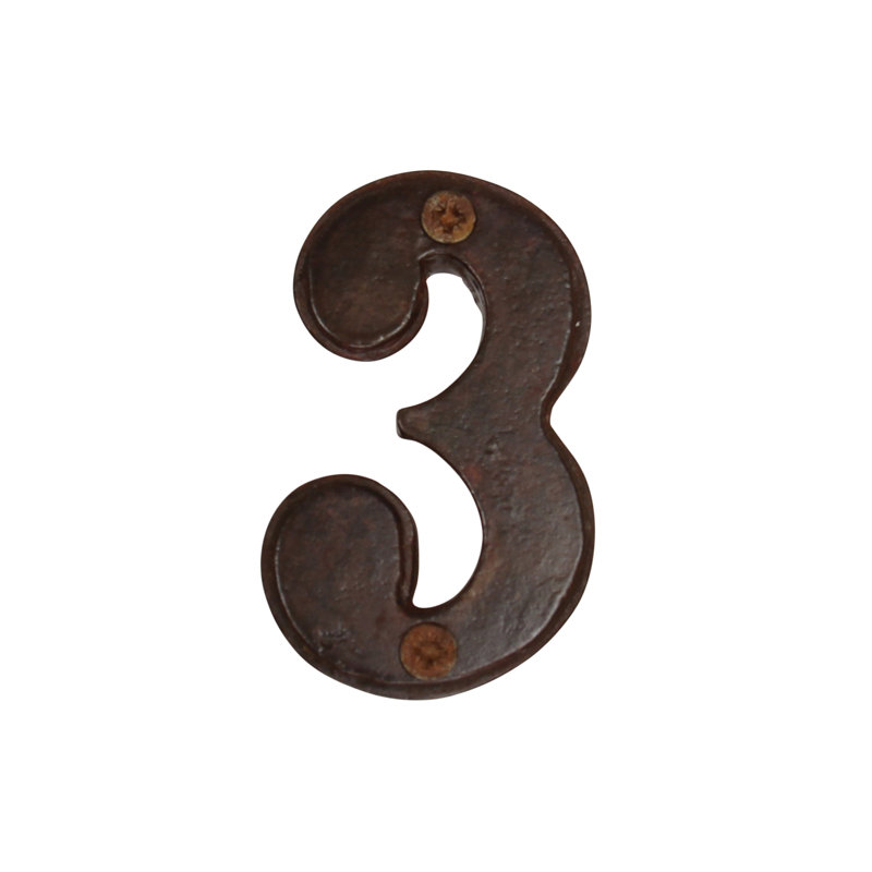 Numéro de maison de 2,8 po, Rouille, 3