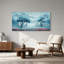 Art mural sur toile Misty Mountain Forest avec arbres bleus et fleurs roses-1280405089