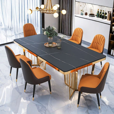 Modern light luxury rectangular dining table sets.