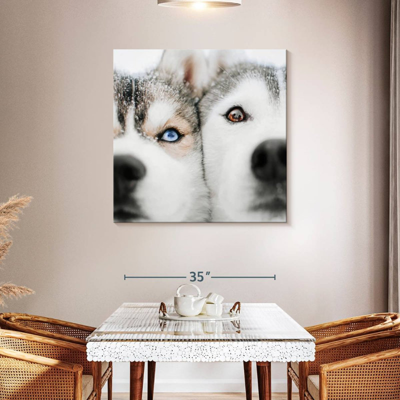 Crowle Husky Faces, 39" H x 39" W
