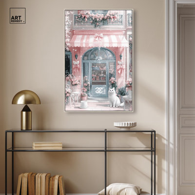 «Cat at the Bow Store», impression sur toile Glam Art Prints par Art Remedy