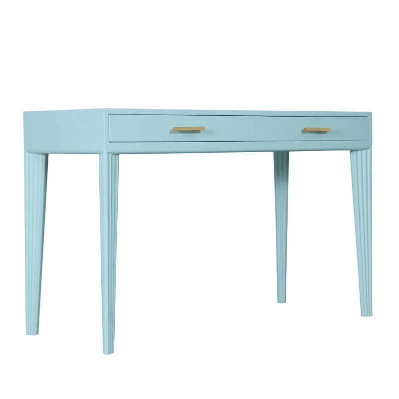Gauthier Solid Wood Writing Desk, Turquoise