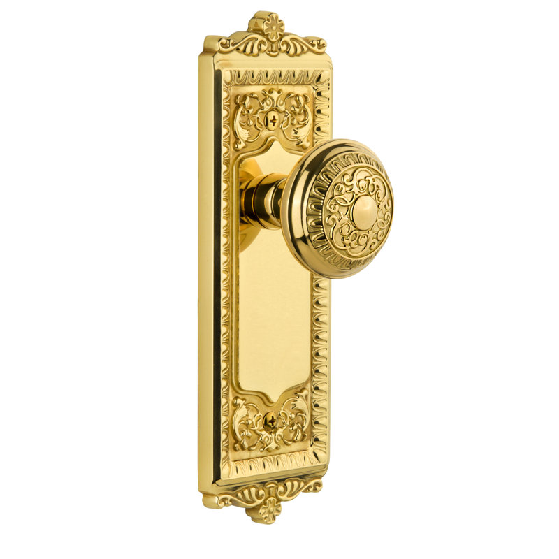 Grandeur Windsor Plate Privacy with Windsor Door Knob, Lifetime Brass, 2 3/8"