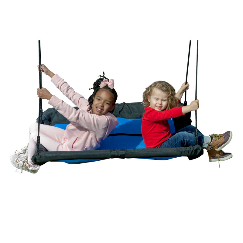 Blue and Black Heavy-Duty Rectangular Platform Swing with Steel Frame