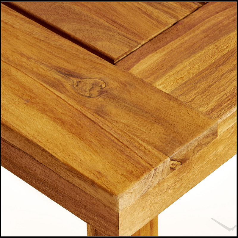 Table de salle à manger d'extérieur en bois d'acacia durable, parfaite pour recevoir et résistante aux intempéries