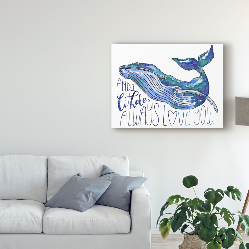 « baleinee love i », art sur toile, H 18 po x l 24 po x P 2 po