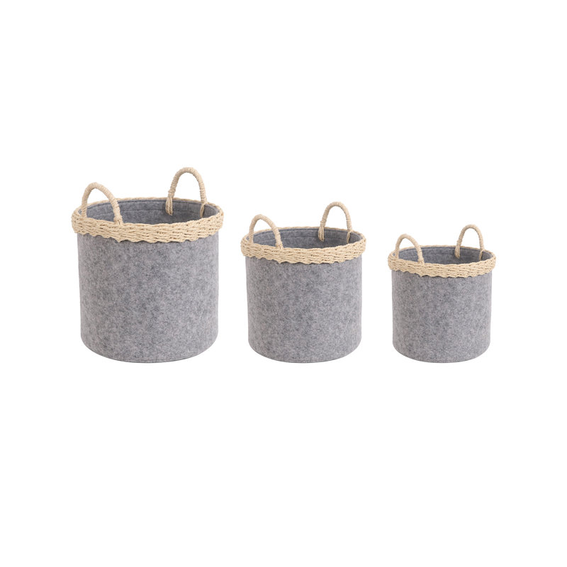 Panier de rangement décoratif moderne avec poignées Bungalow Rose