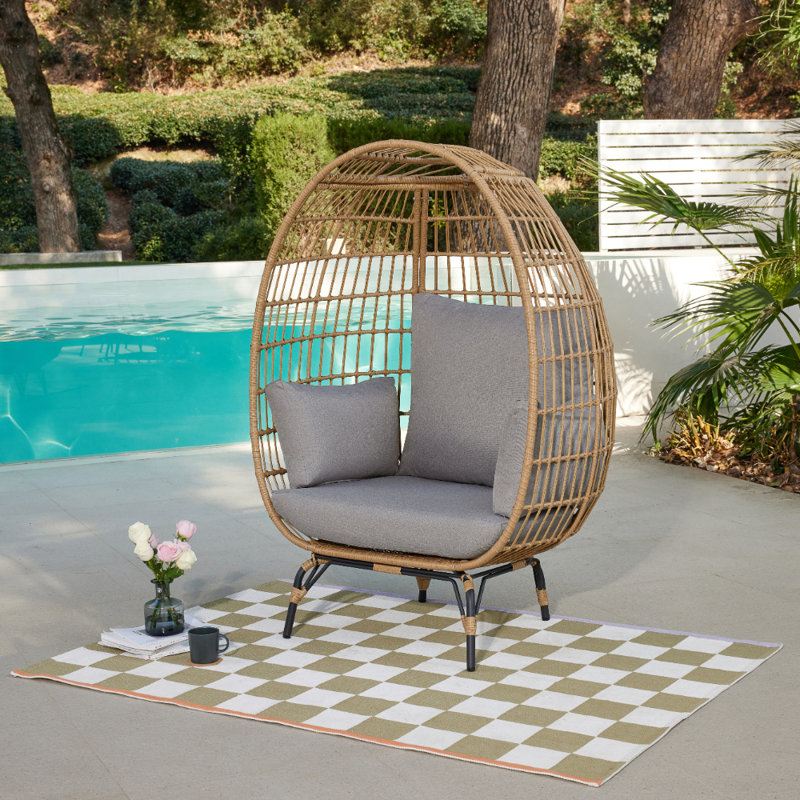 Tyndale Outdoor Garden Chair, Natural Wood, Light Grey