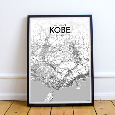 Kobe City Map - No Frame Print