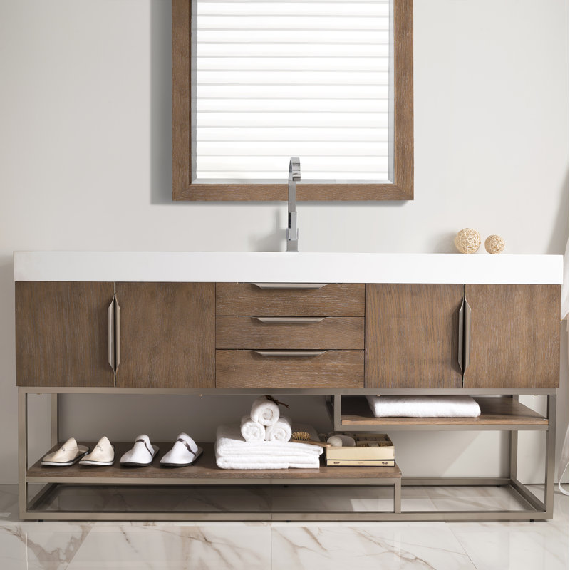 Columbia 72'' W Single Vanity, Glossy White, Dusk Gray, Brushed Nickel