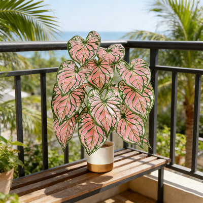 Plante artificielle avec pot, 18 feuilles, plantes artificielles, décoration, bonsaï simulé, pot, décor, maison, fête, bureau de mariage, plancher (style A18, 60 à 70 cm / 23,6 à 27,5 po)