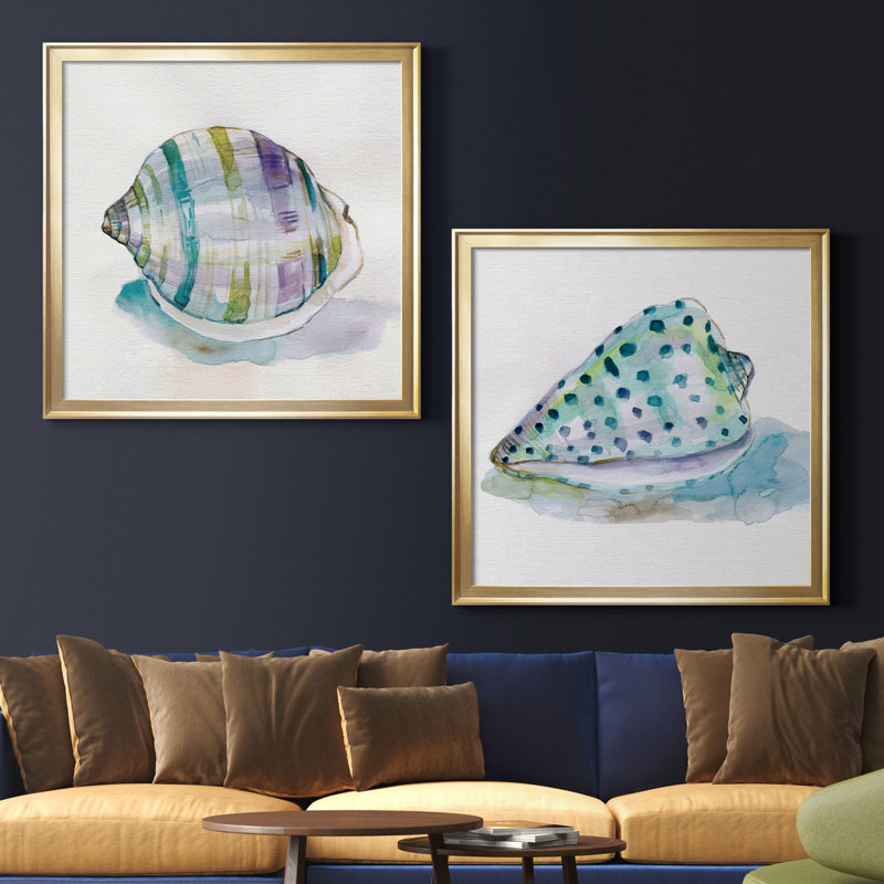 Malecon Shell III - ensemble de 2 reproductions d'art sur toile tendue, H 26,5 po x l 53 po x P 1,5 po, Pas de tapis