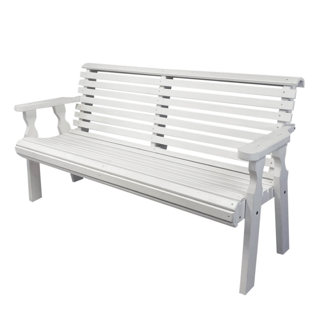 Heavy Duty Roll Back Treated Wooden Garden Bench Amish Casual 