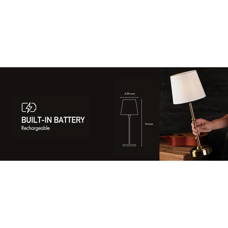 Demetrish Cordless LED Table Lamp with Dimmer, Built-in Rechargeable Battery, 3-Level Brightness, Patio Table Lamp, Bedside Night Lamp, Ambient Light for Restaurant